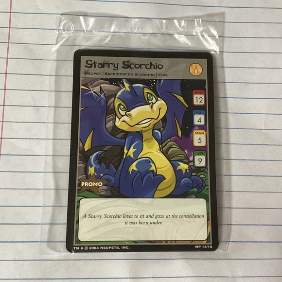 Neopets STARRY SCORCHIO Promo Card #MP 14/15 2004 SEALED - Picture 1 of 3